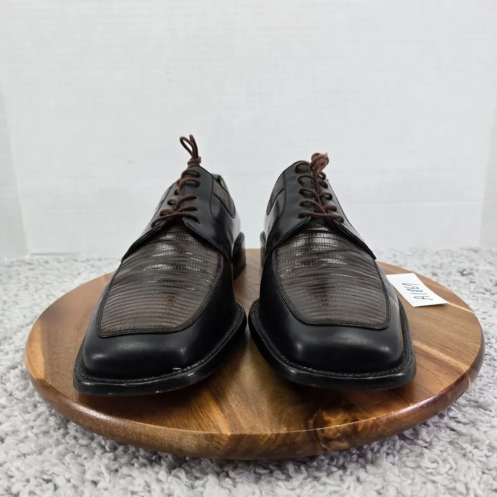 Julio Blanco Mens 10.5M Genuine Lizard Moc Square Toe Two Tone Oxford Dress Shoe